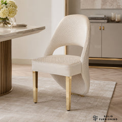 Santorini Cream Gold Dining Chairs – Curved Upholstered Chairs (Set of 2)
