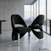 Santorini Silver Frame Dining Chairs – Black, Cream or Grey Upholstered Chairs (Set of 2)