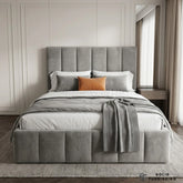 Siena Grey Velvet Ottoman Storage Bed – Gas Lift Double & King Size Bed Frame