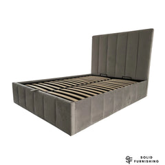 Siena Grey Velvet Ottoman Storage Bed – Gas Lift Double & King Size Bed Frame