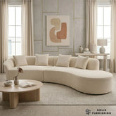 Siena Ivory Bouclé 5 Seater Curved Sofa – Left Hand / Right Hand Configuration