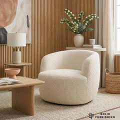 Siena Ivory Bouclé Tub Chair – 360° Swivel Accent Chair