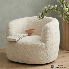 Siena Ivory Bouclé Tub Chair – 360° Swivel Accent Chair
