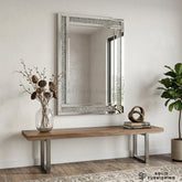 Silver Thin Crushed Diamond Wall Mirror – Rectangular Bathroom Mirror UK
