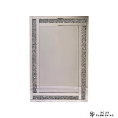 Silver Thin Crushed Diamond Wall Mirror – Rectangular Bathroom Mirror UK