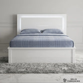Slim LED High Gloss White Ottoman Storage Bed Frame – Double & King Size