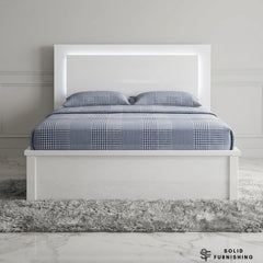 Slim LED High Gloss White Ottoman Storage Bed Frame – Double & King Size