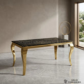 Sofia Black & Gold Marble Dining Table with Gold Cabriole Legs – Round & Rectangular Sizes