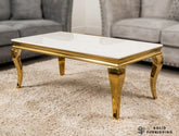 Sofia Cream & Gold Marble Coffee Table – Luxury Engineered Marble Centre Table