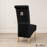 Sofia Gold Square Knocker Velvet Dining Chairs – Cream or Black (Set of 2)
