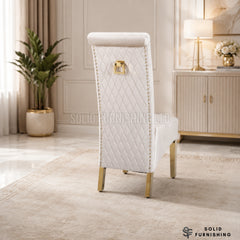 Sofia Gold Square Knocker Velvet Dining Chairs – Cream or Black (Set of 2)