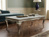 Sofia Grey Marble Coffee Table – Luxury Silver Chrome Centre Table