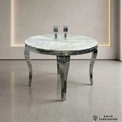 Sofia Grey Marble Dining Table with Silver Cabriole Legs – Round & Rectangular Sizes