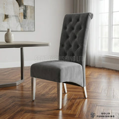 Sofia Lion Knocker Velvet Dining Chairs – Chrome Legs (Set of 2)