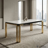 Sorrento Cream Ceramic Dining Table with Gold Frame – 150cm or 180cm