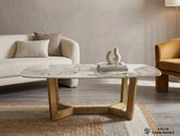 Sorrento Oval Ceramic Gold Coffee Table – Cream & Gold