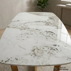 Sorrento Oval Cream Ceramic Dining Table with Gold Base – 150cm or 180cm