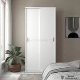 Space White 2 Sliding Door Wardrobe – Compact Bedroom Storage Wardrobe