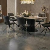 Sydney 160cm Grey Ceramic Dining Table Set with Roseland 360 Swivel Chairs