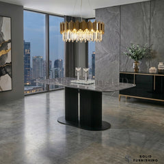 Sydney 160cm Grey Ceramic Dining Table Set with Roseland 360 Swivel Chairs