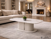 Sydney Cream Ceramic Coffee Table – Modern Rounded Centre Table