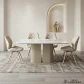 Sydney Cream Ceramic Marble Effect Dining Table Set with Cambridge Beige Chairs – 4 or 6 Seater