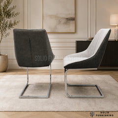 Tenerife Grey Dining Chairs – Modern Cantilever Upholstered Chairs (Set of 2)
