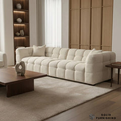 Tribeca Bubble Bouclé Sofa Set – Oatmeal Beige 3 Seater, 4 Seater, Armchair & Footstool