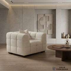 Tribeca Bubble Bouclé Sofa Set – Oatmeal Beige 3 Seater, 4 Seater, Armchair & Footstool