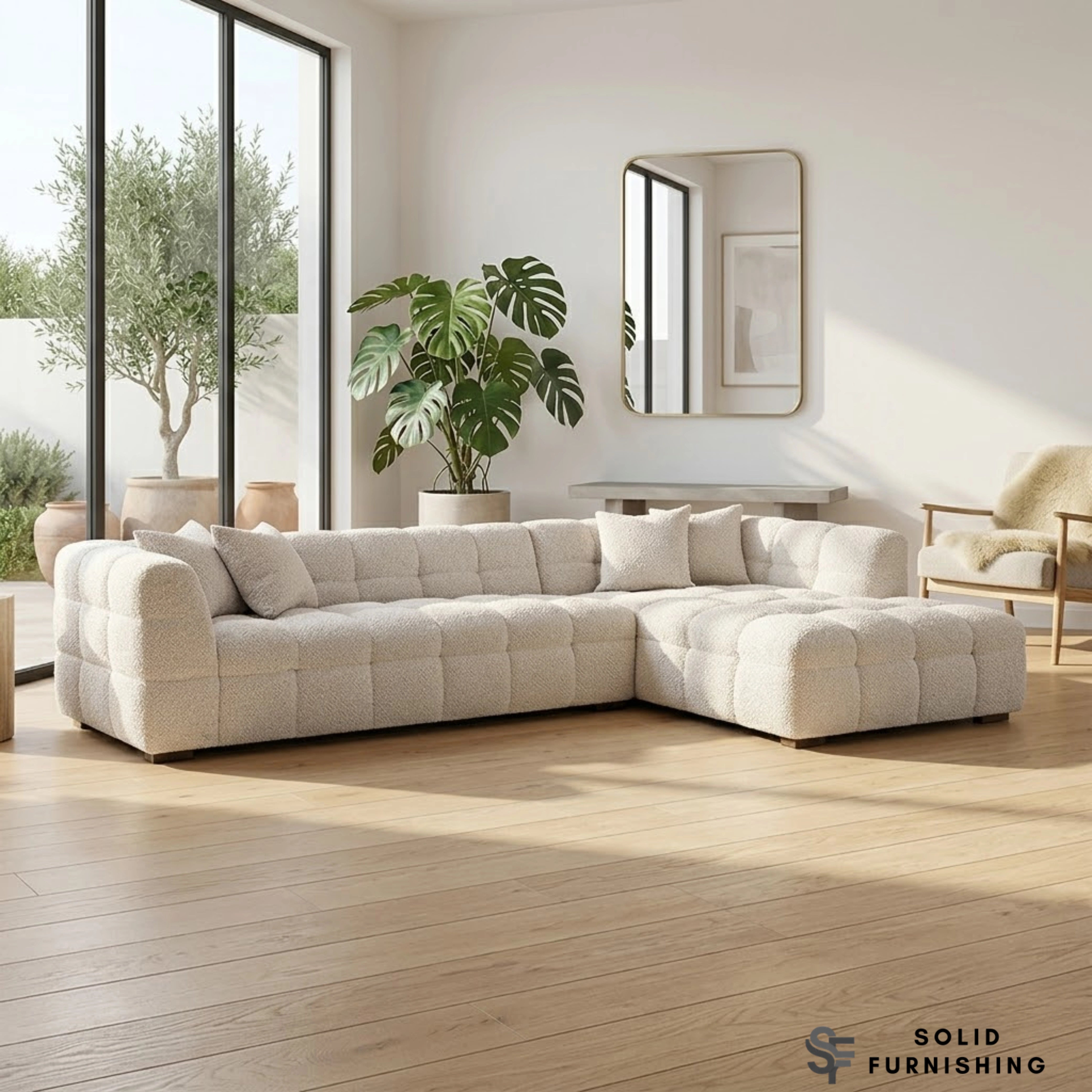 Tribeca Bubble Right Hand / Left Hand Facing Corner Sofa – Oatmeal Beige Bouclé