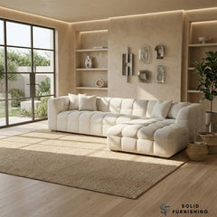 Tribeca Bubble Right Hand / Left Hand Facing Corner Sofa – Oatmeal Beige Bouclé