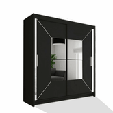 Nicole Black Wardrobe with Sliding & Mirror Door | Fast UK Delivery