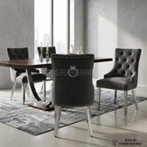 Valencia Plain Back Ring Knocker Velvet Dining Chairs – Chrome Legs (Set of 2)