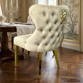 Valentino Gold Lion Knocker Velvet Dining Chairs – Black or Mink (Set of 2)