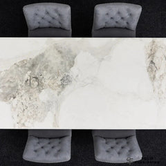 Venice Ceramic Dining Table – Chanel or Kasi Gold Top with Black Legs