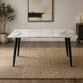 Venice Ceramic Dining Table – Chanel or Kasi Gold Top with Black Legs
