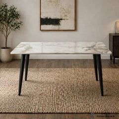 Venice Ceramic Dining Table – Chanel or Kasi Gold Top with Black Legs