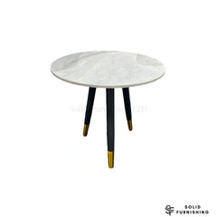 Venice Round Ceramic Side Table – Black & Gold Leg Lamp Table