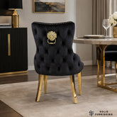 Victoria Lion Knocker Velvet Dining Chairs – Gold or Silver Legs (Set of 2)
