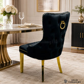 Victoria Ring Knocker Dining Chairs – Velvet Gold & Chrome Chairs (Set of 2)