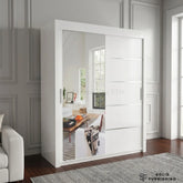 Vision White Sliding Wardrobe with Mirror Door – Modern Bedroom Storage Wardrobe