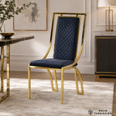 Windsor Gold Frame Quilted Dining Chair – Black or Cream Upholstered Chair