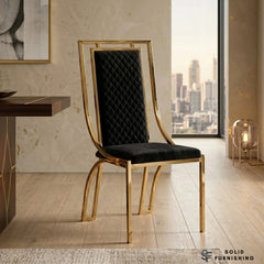 Windsor Gold Frame Quilted Dining Chair – Black or Cream Upholstered Chair