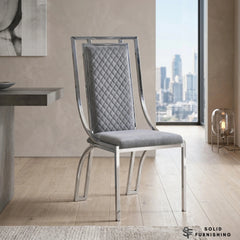 Windsor Silver Frame Quilted Dining Chair – Grey or Black Upholstered Chair