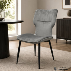 Windsor Velvet Dining Chairs – Black Metal Legs (Set of 2)
