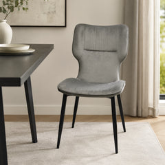 Windsor Velvet Dining Chairs – Black Metal Legs (Set of 2)