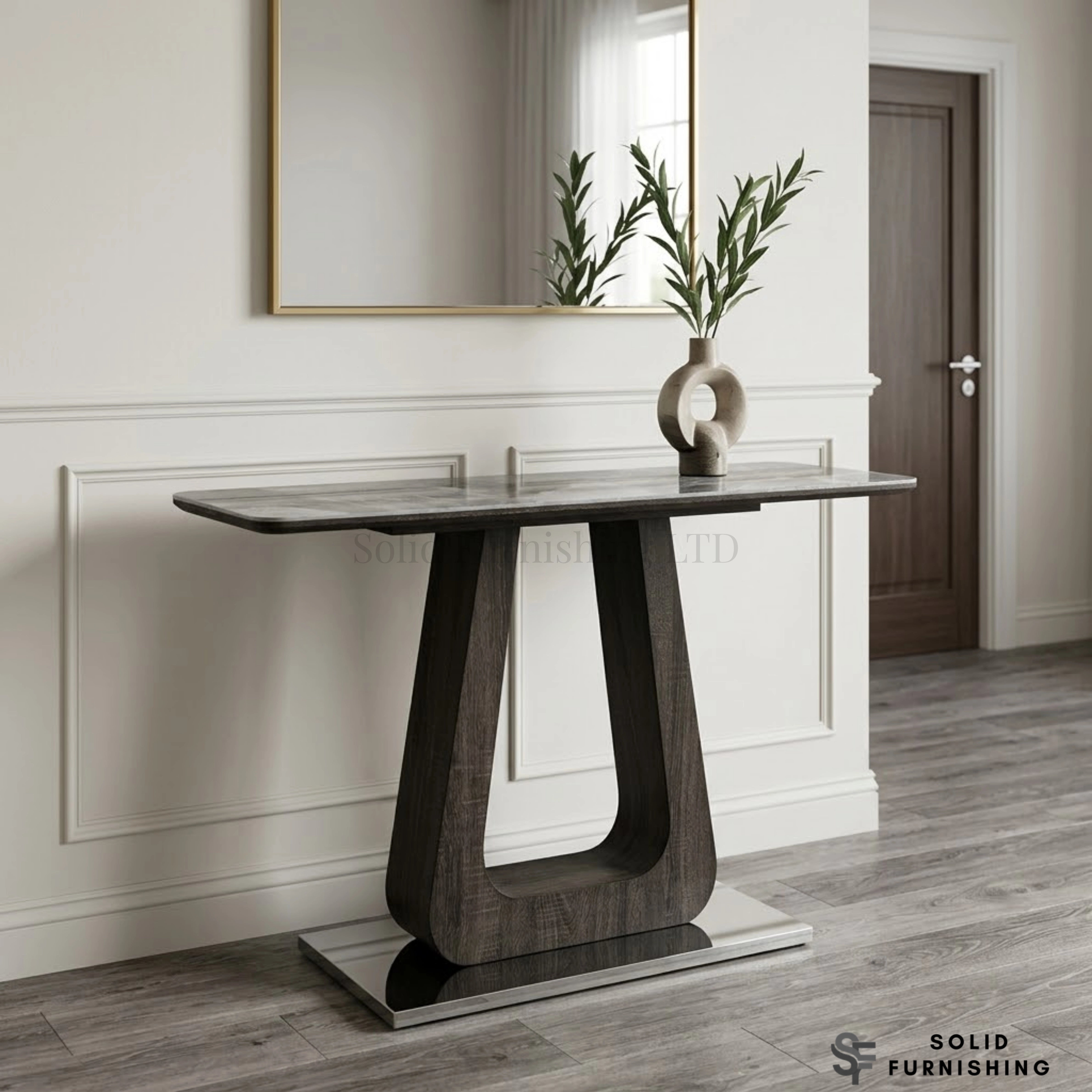 Zermatt Grey Ceramic Console Table – Modern Hallway & Living Room Table