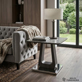 Zermatt Grey Ceramic Side Table – Modern Square Lamp Table