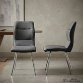 Zermatt Grey PU & Fabric Dining Chair – Modern High Back Upholstered Chair (Set of 2)