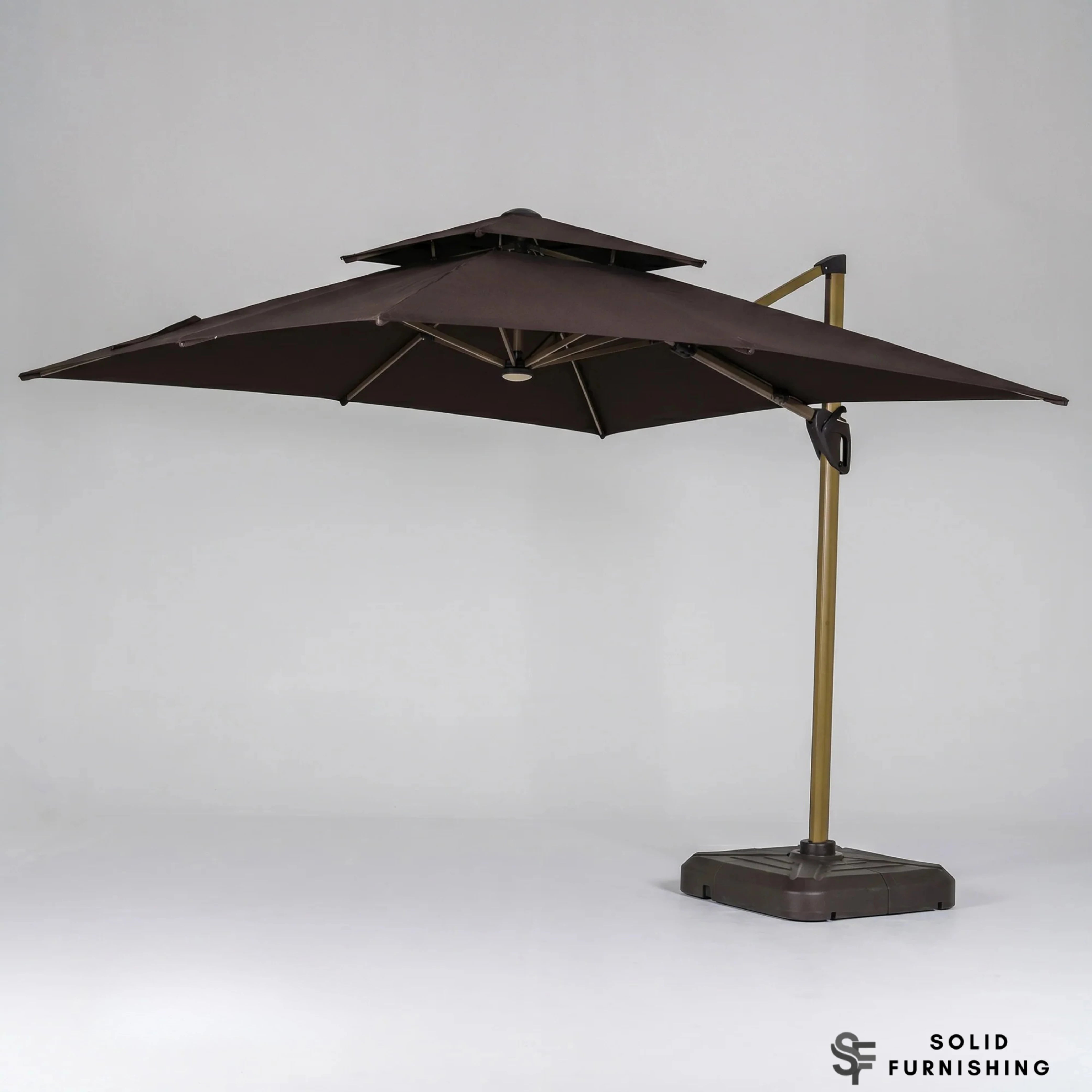 Camber 3m Square Cantilever Parasol with Solar LED Lights – Khaki Beige or Coffee Brown Garden Umbrella